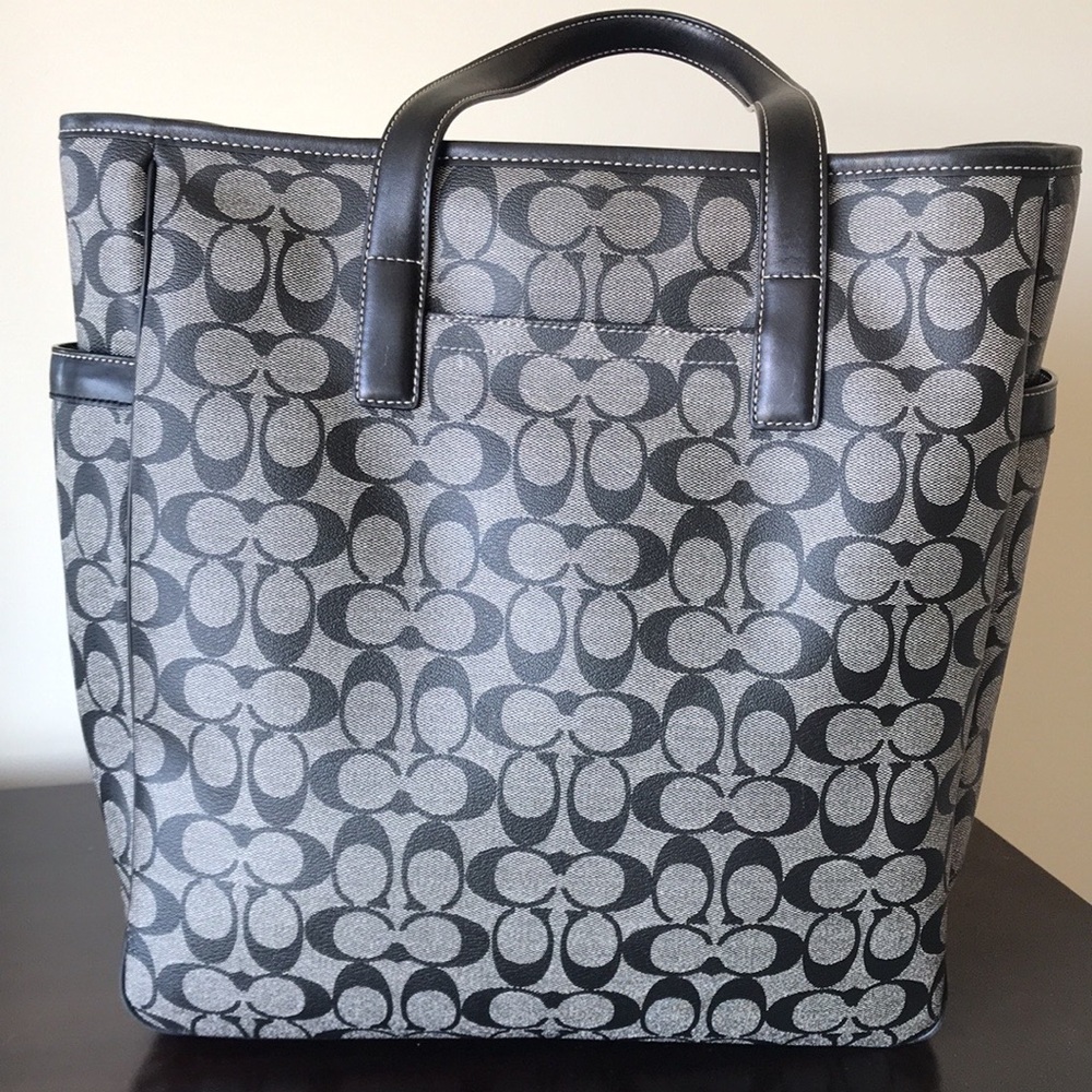 Coach Signature Monogram Corner Stripe Tote, 70336, Coated Canvas / Leather - Picture 4 of 15